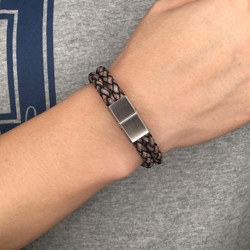 Модный мужской браслет, двойной кожаный браслет, браслет с подвесками, винтажный мужской женский браслет, ювелирные изделия, подарок