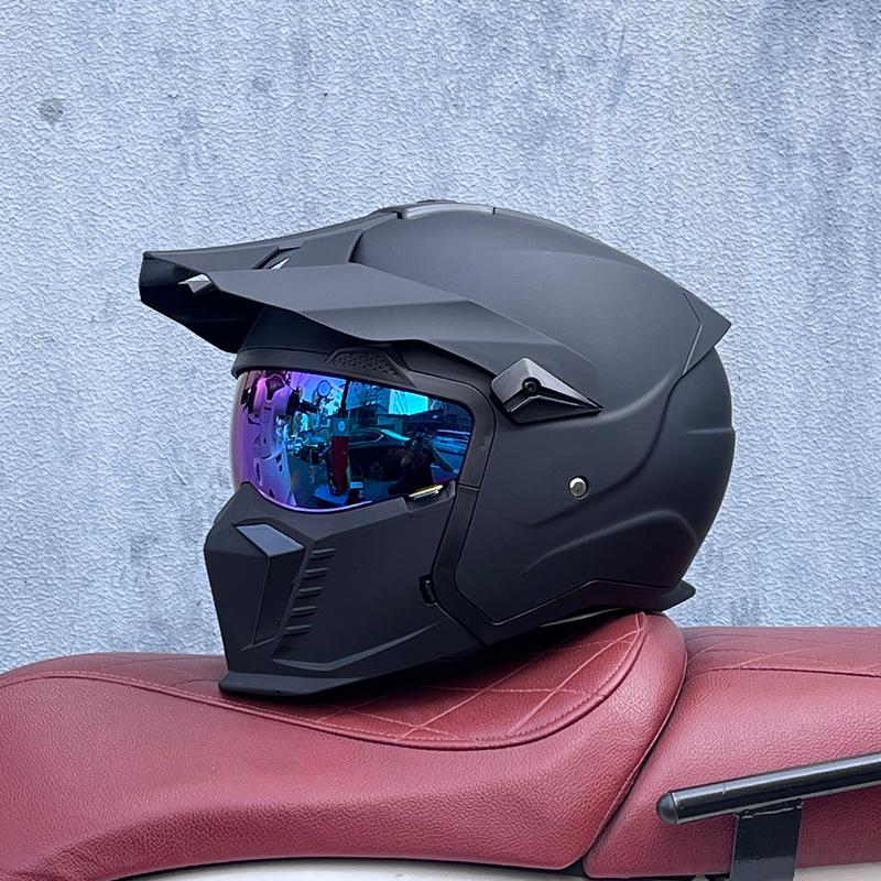OTZ Ретро Мотоциклетный Шлем для Езды Мужской и Женский Мотоциклетный Комбинированный Полный Шлем Открывающийся Половинка Шлема Всесезонный Универсальный
