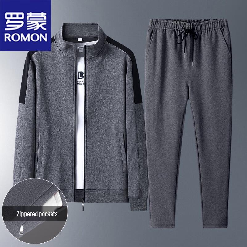 ROMON Men's Spring/Autumn Stand-Collar Sportswear Tracksuit Set