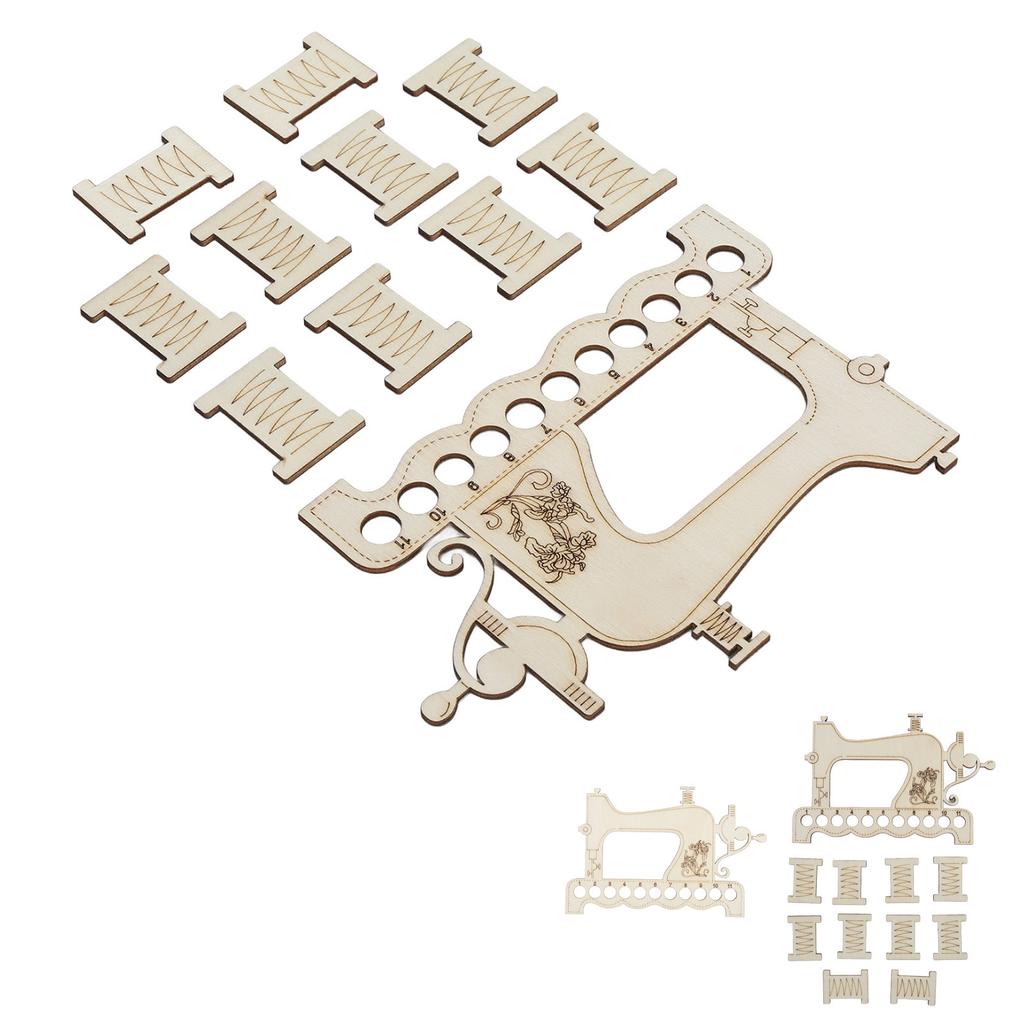 Embroidery Thread Organizer Board Lightweight Sewing Machine Shape Wooden  Stitch Floss Holder