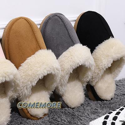 Модные Удобные Пушистые Зимние Тапочки для Женщин Домашняя Обувь Искусственный Мех Домашние Плюшевые Тапочки Комнатные Теплые Бесшумные Балетки Шлепанцы Повседневная Обувь
