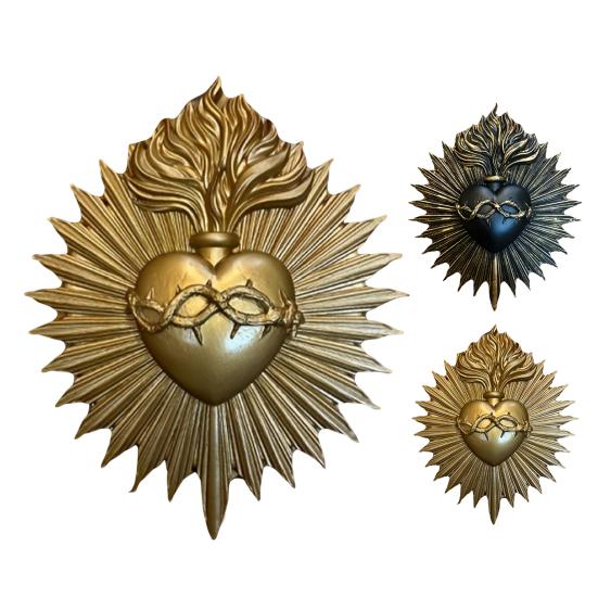 Gothic Sacred Heart Wall Decoration Home Office Living Room Wall Art Decoration Resin Sacred Heart Wall Sculpture Ornament