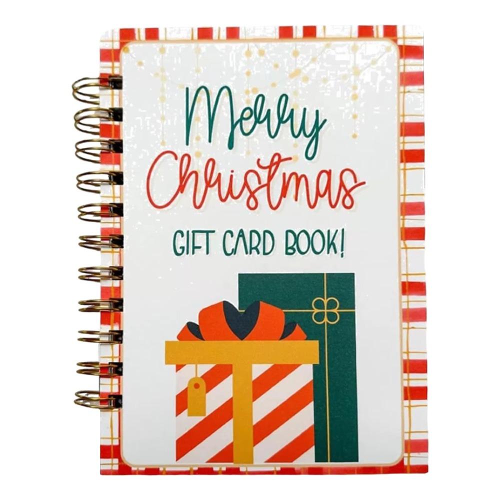 Spiral Bound Christmas Gift Card Book Multi-Page Hard Cover Holiday Gift Card Organizer Watercolor Style Surprises on Every Page