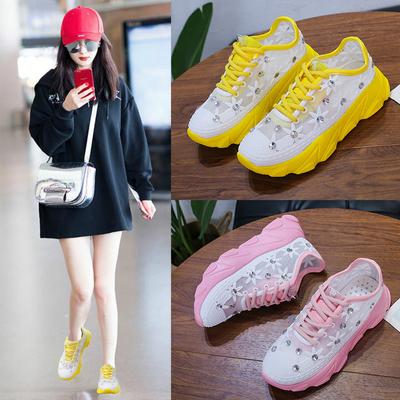 Женские кроссовки со стразами, легкие, дышащие, кроссовки для бега, повседневная спортивная обувь