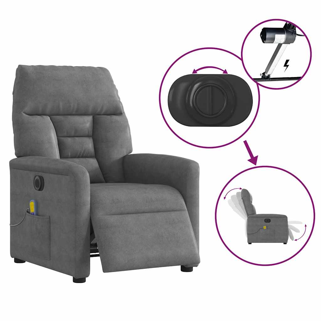 Electric Massage Chair Dark Grey Microfiber Fabric