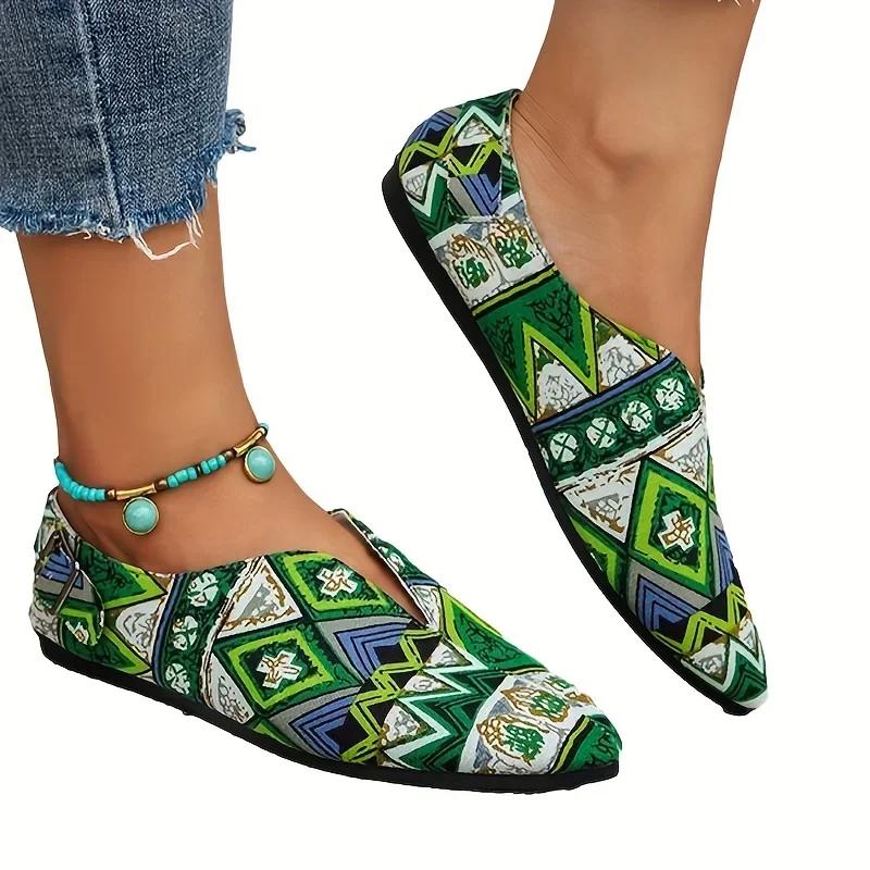 2024 женские мокасины женские туфли на плоской подошве повседневные мокасины новинка 2024 мода принт случайный ходьба острый носок парусиновые спортивные женские туфли