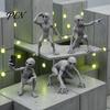 Настольные украшения в стиле Sci-Fi, 4 шт., 3D-печатная статуэтка инопланетянина, Фигурки в стиле Sci-Fi из смолы, Креативное настольное украшение, Декоративные статуэтки для офиса