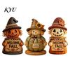 Distressed Wood Harvest Figurines 3 Pcs Fall Wooden Scarecrow Figurines, Farmhouse Rustic Statue with Maple Seasonal Holiday Party Supplies