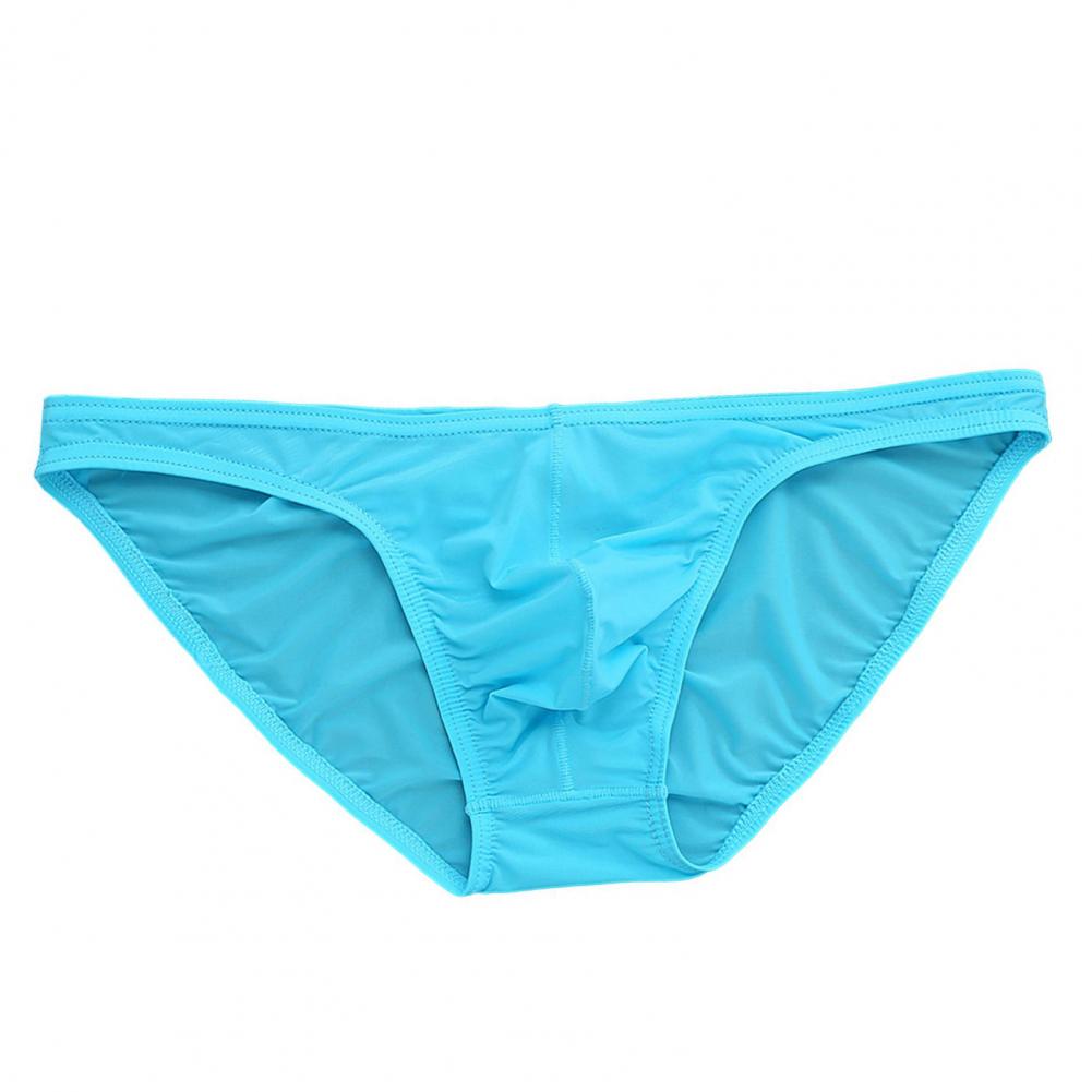 Men Briefs Ice Silk Ultra-Thin Low-Waist Underwear with Independent Bag Solid Color Elastic Breathable Panties