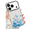 Чехол с сине-фиолетовым цветочным узором для iPhone 17 Pro Max, покрытие рамки камеры, прозрачная мягкая крышка для iPhone 16 15 14 13 Pro Max 11 16E 17E