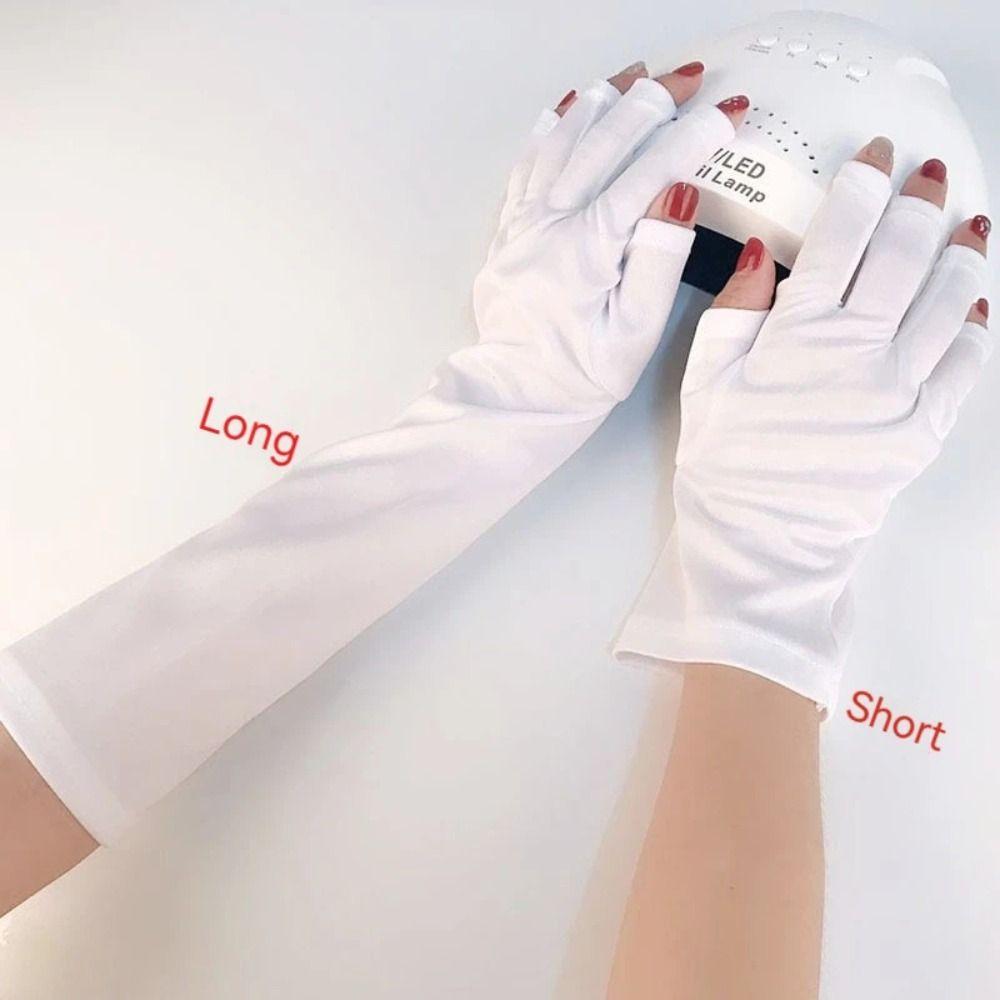 Half-finger Sunscreen Gloves Anti -UV UV-protective Gloves Durable Nail Painting Gloves  Nail Tools