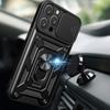 Etui Hybrid Armor Camshield na iPhone 16 Pro pancerne z osłoną na aparat z podstawką - czarne