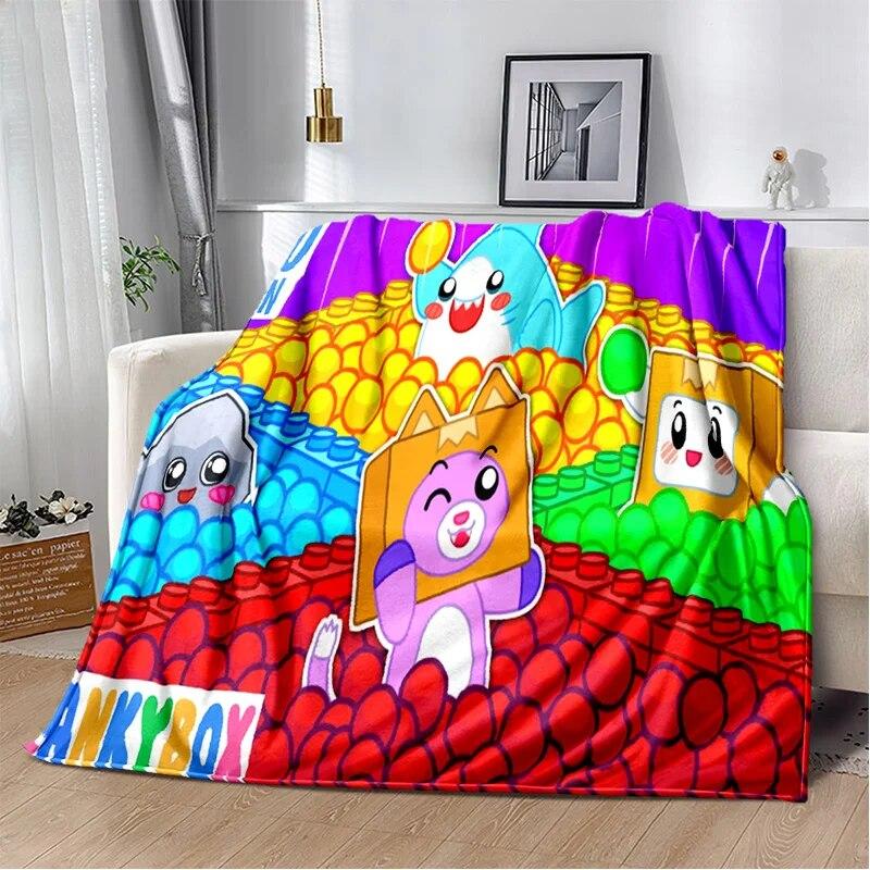 Мягкое плюшевое одеяло Happy Rocky, Foxy и Boxy Lankybox, фланелевое одеяло для гостиной, спальни, кровати, дивана, пикника