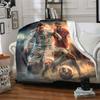 Messi Ronaldo Football Star Print Flannel Blanket Soft Warm Throw Blanket for Sofa Bedroom Home Decoration Fan Gift
