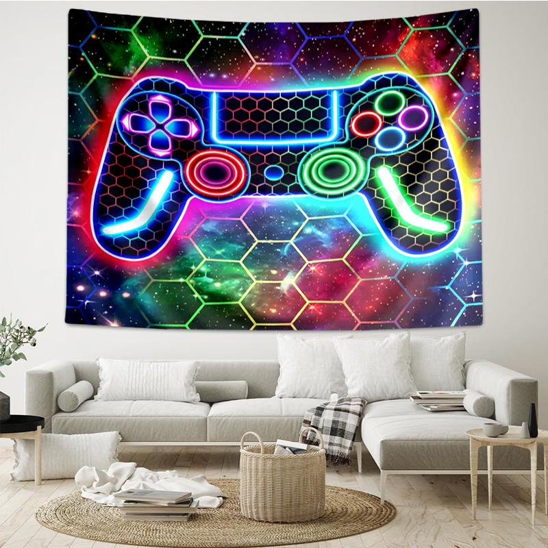 Neon Gaming Controller Tapestry Hanging for Bedroom,Livingroom, Playroom,Decor Art Room Wall Tapestry Holiday and Birthday Gifts