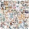 50 Cartoon Animals Wearing Glasses Doodle Stickers Trolley Box Diary Waterproof Stickers