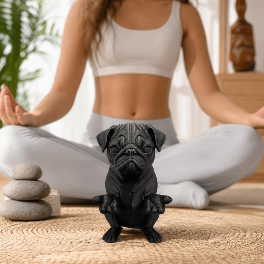 Resin Pug Pen Holder Zen Style Statue Sculpture French Bulldog Desk Accessory Workspace