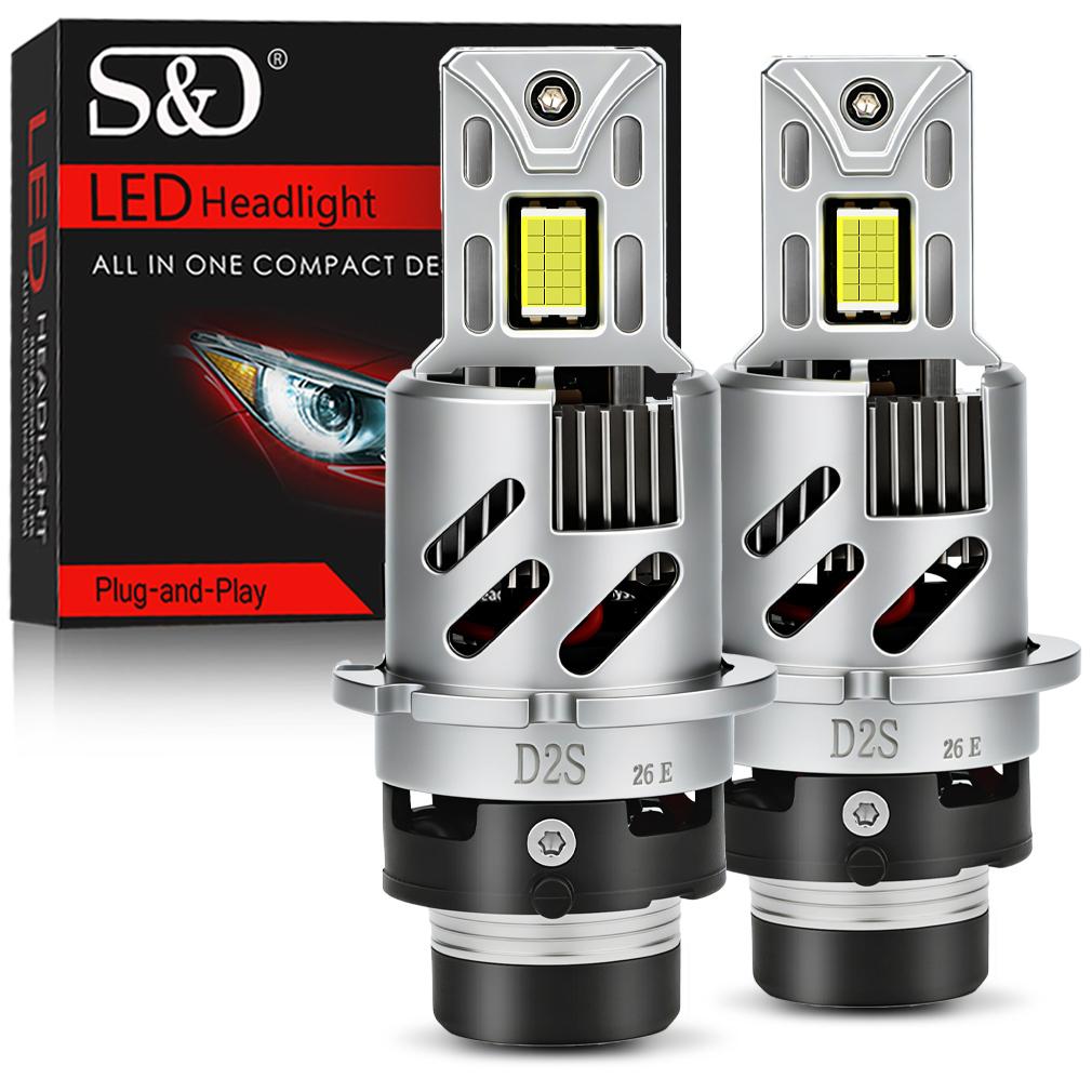 2 шт. 60000 лм D2S LED D4S Автомобильные лампы головного света D2R D4R LED Автомобильный свет Высокая мощность 200 Вт 1:1 Plug&Play 30-ядерные CSP-чипы Медная трубка Турбо-лампа 6000K Белый