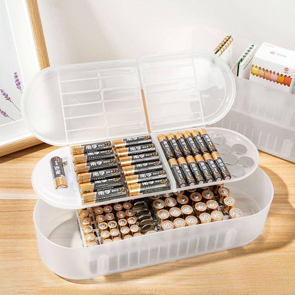 Semi-translucent Hard Battery Organizer Multi-layer Battery Button Cell Holder  Lithium Battery