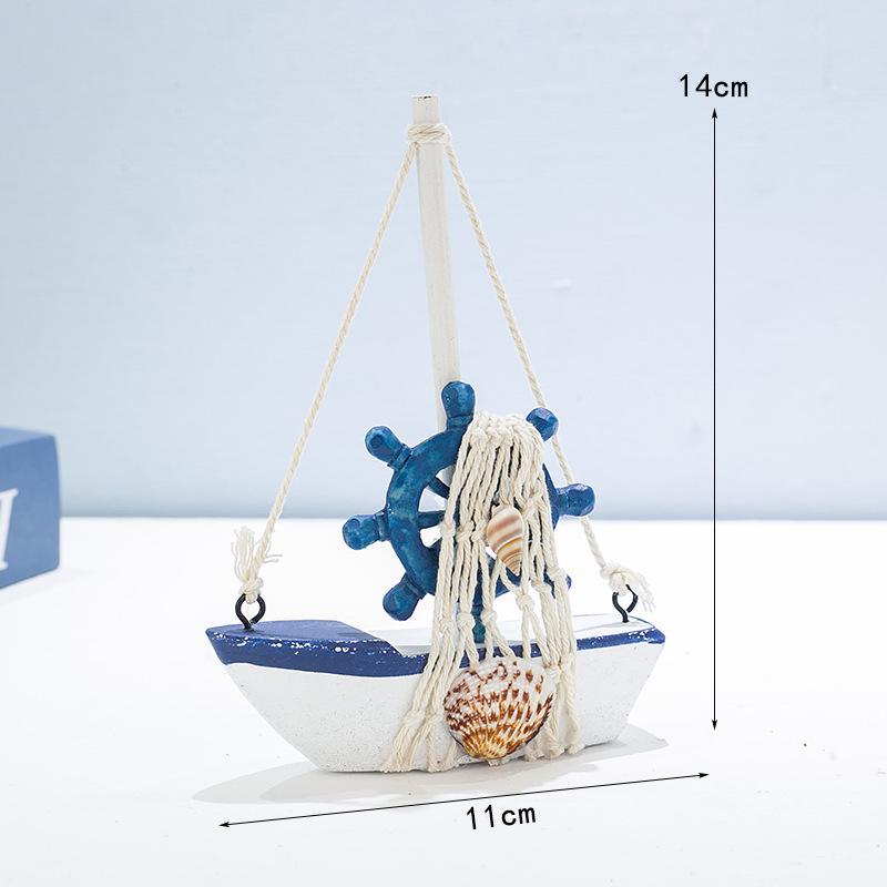 Solid Wood Sailboat Ornaments: Mediterranean Table Decorations & Creative Photography Props