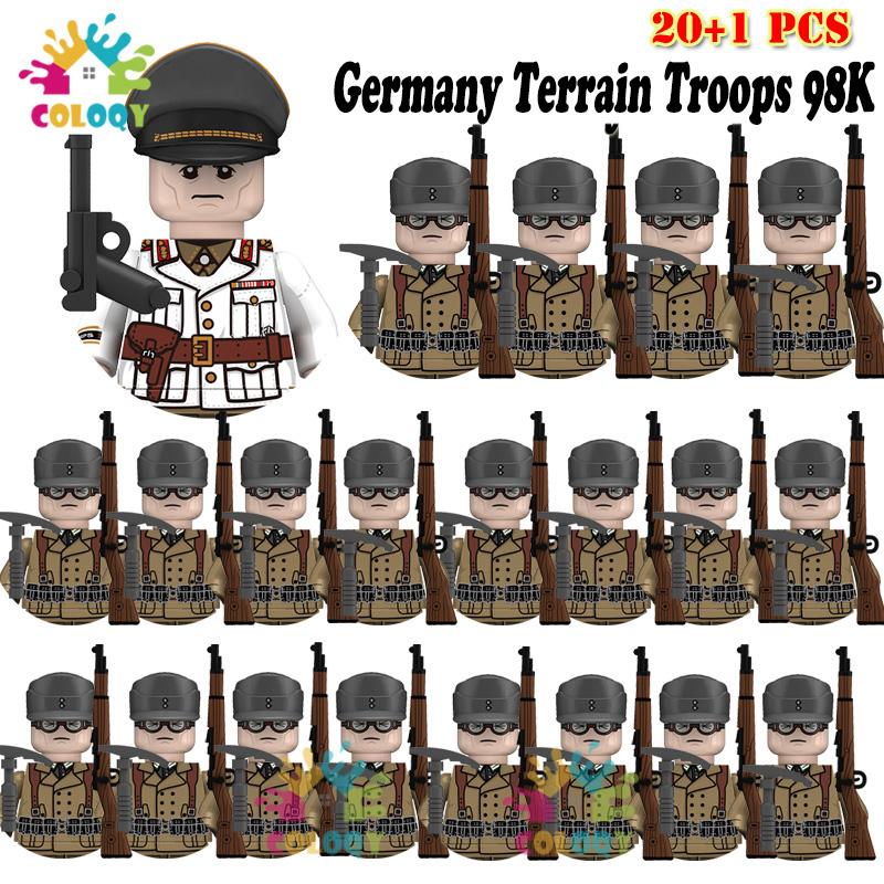 Детские игрушки 21 шт./лот Вторая мировая война N001-N095 Офицеры Солдаты Строительные блоки США Советские Великобритания Мини-фигурки Для детей Дни рождения Подарки