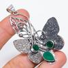 Emerald(Simulated) 925 Sterling Silver Jewelry Pendant 2.84" D5n17