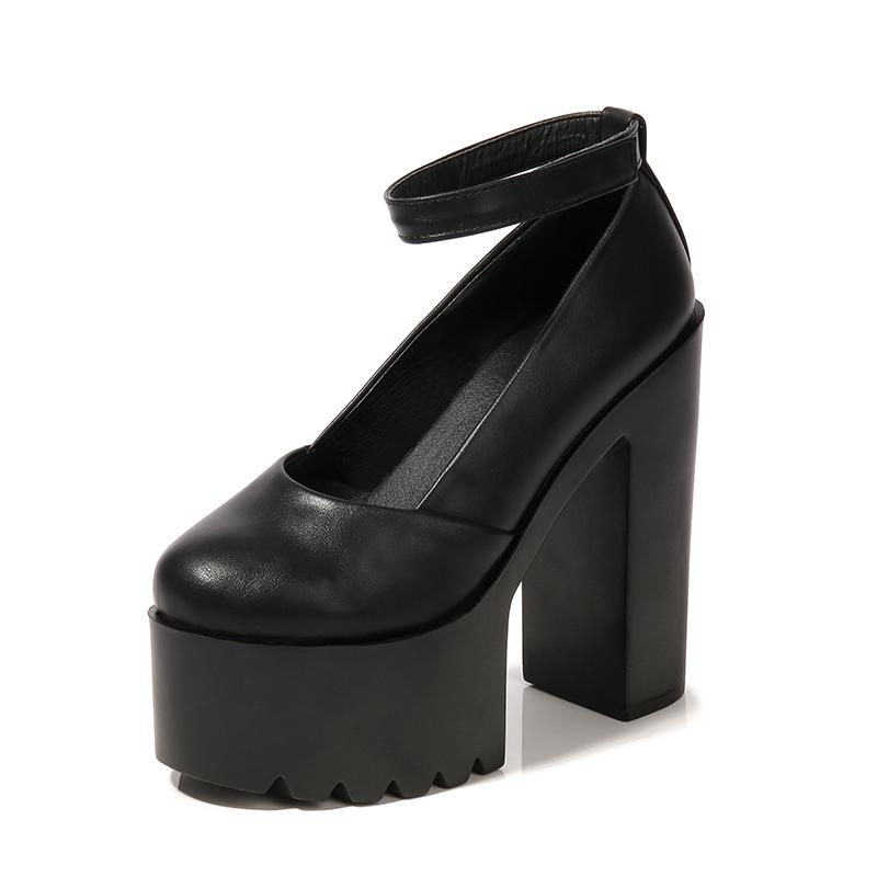 Gdgydh Женские пикантные туфли-лодочки на высоком каблуке, туфли Мэри Джейн для офиса, на блочном каблуке и платформе, белые, черные, весенне-летние, с ремешком на щиколотке