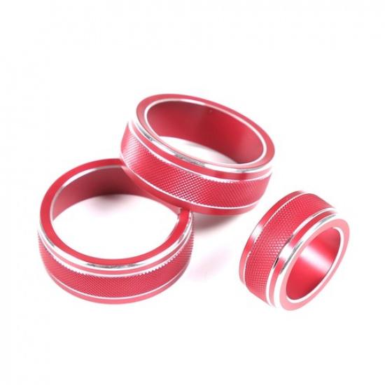 For Subaru Forester -2024 Red Aluminum AC Climate Control Knob Ring Covers A
