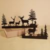 Christmas Forest Deer Candle Holder Iron Tree Deer Silhouette Candle Stand Candlestick Home Office Holiday Party Table Centerpiece Decoration