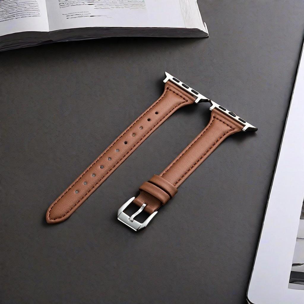 Подходит для Apple iWatch S10 Ultra тонкая талия кожаный универсальный Apple 9876543se супер переходный ремешок для часов