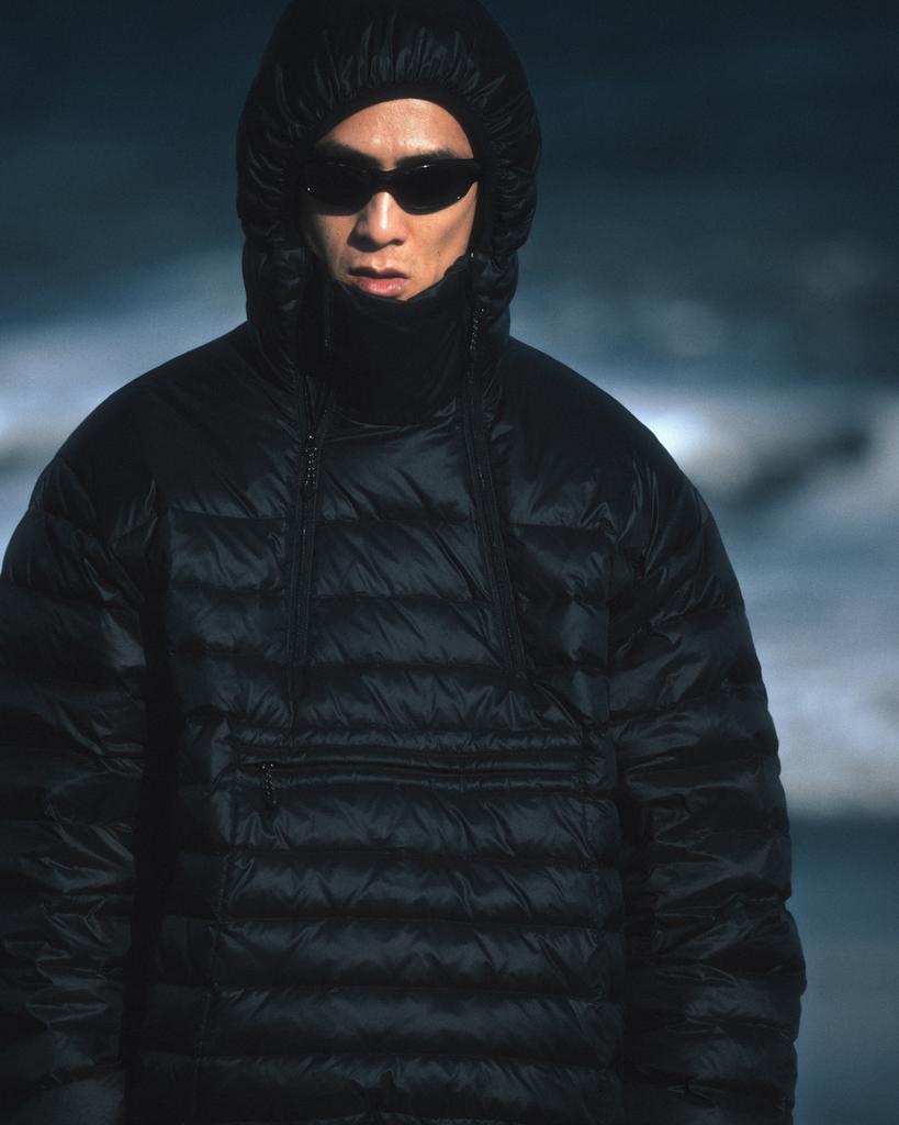 Anglan Duck Down Hooded Anorak Puffer - Black