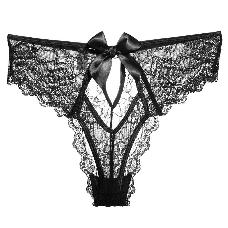 Женские кружевные трусики, ажурные трусики, стринги, женские сексуальные трусики с перекрестным ремешком, прозрачное нижнее белье с бантом