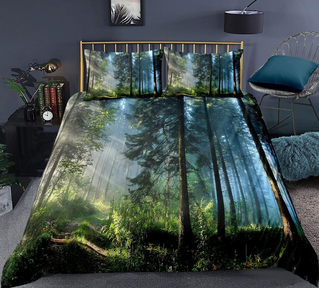 Комплект пододеяльников Nature Waterfall Flowing Down The Rocks Cascade Valley Image Декоративный комплект постельного белья из полиэстера с наволочкой