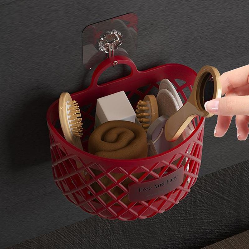 1 шт. Многофункциональная настенная корзина Без сверления Пластиковая сетчатая корзина-органайзер Для кухни Ванной Комнаты Хранения Овощей Специй Инструменты