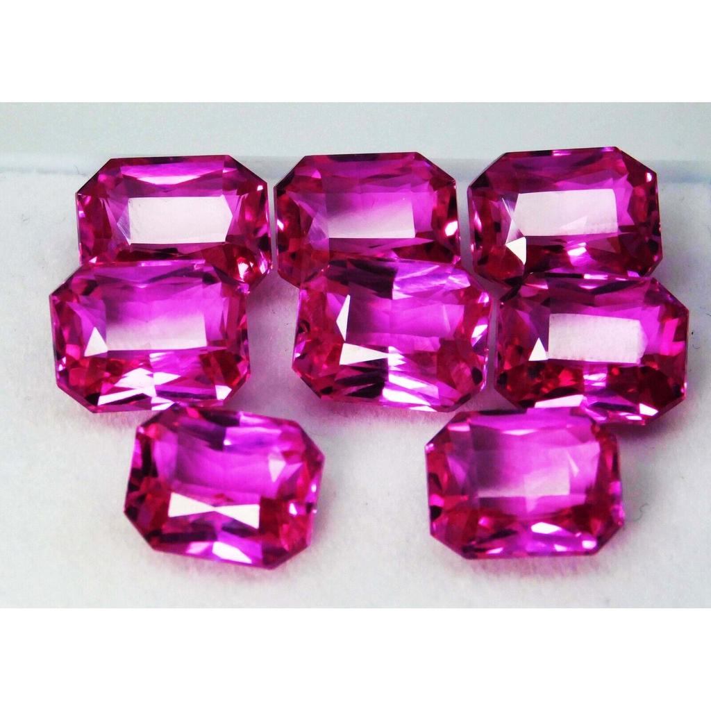 Natural Certified Pink Sapphire Emerald Cut 67.85 Ct 8 Stone Gemstone Collection