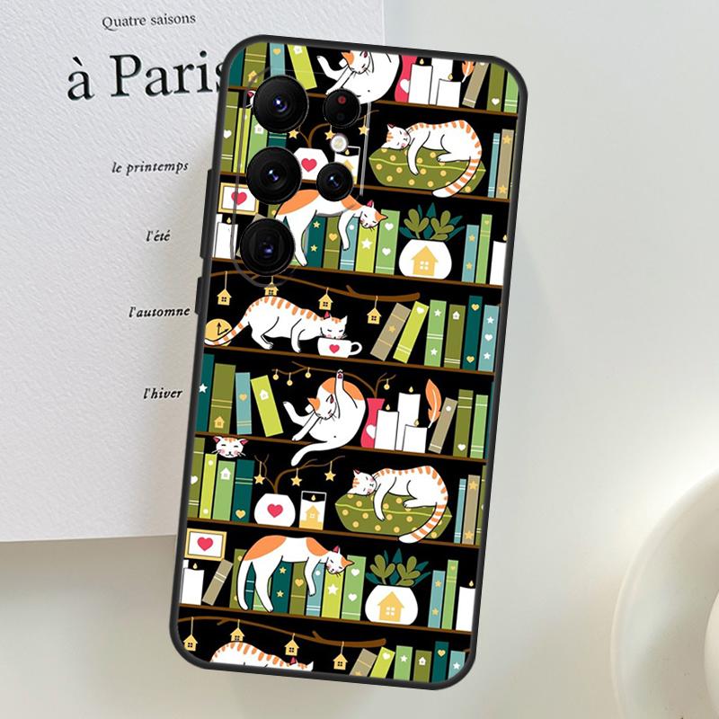Library Magic cats Kitten Case For Samsung Galaxy S26 Ultra S24 S23 S22 S21 S25 Ultra S10 S20 Plus S25 FE Phone Cover