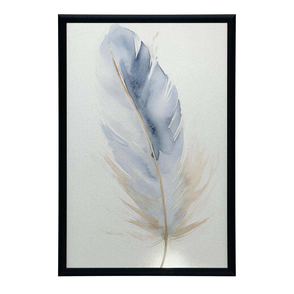 Niebiesko-Złote Pióro Niebiesko-Złote Pióro, 70X100 Cm, Bez Ramy, Płótno Premium Na Blejtramie