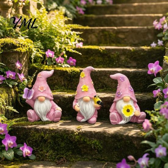 Decorative Desktop Accents for Home Halloween Gnome Resin Statue, Spring Butterfly Bird Flower Indoor Outdoor Garden Ornaments Figurine Patio,