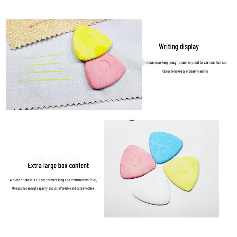 Boxed Tailor's Chalk Set - 20/30 Colorful, Washable Triangle Pieces for Sewing & Cutting