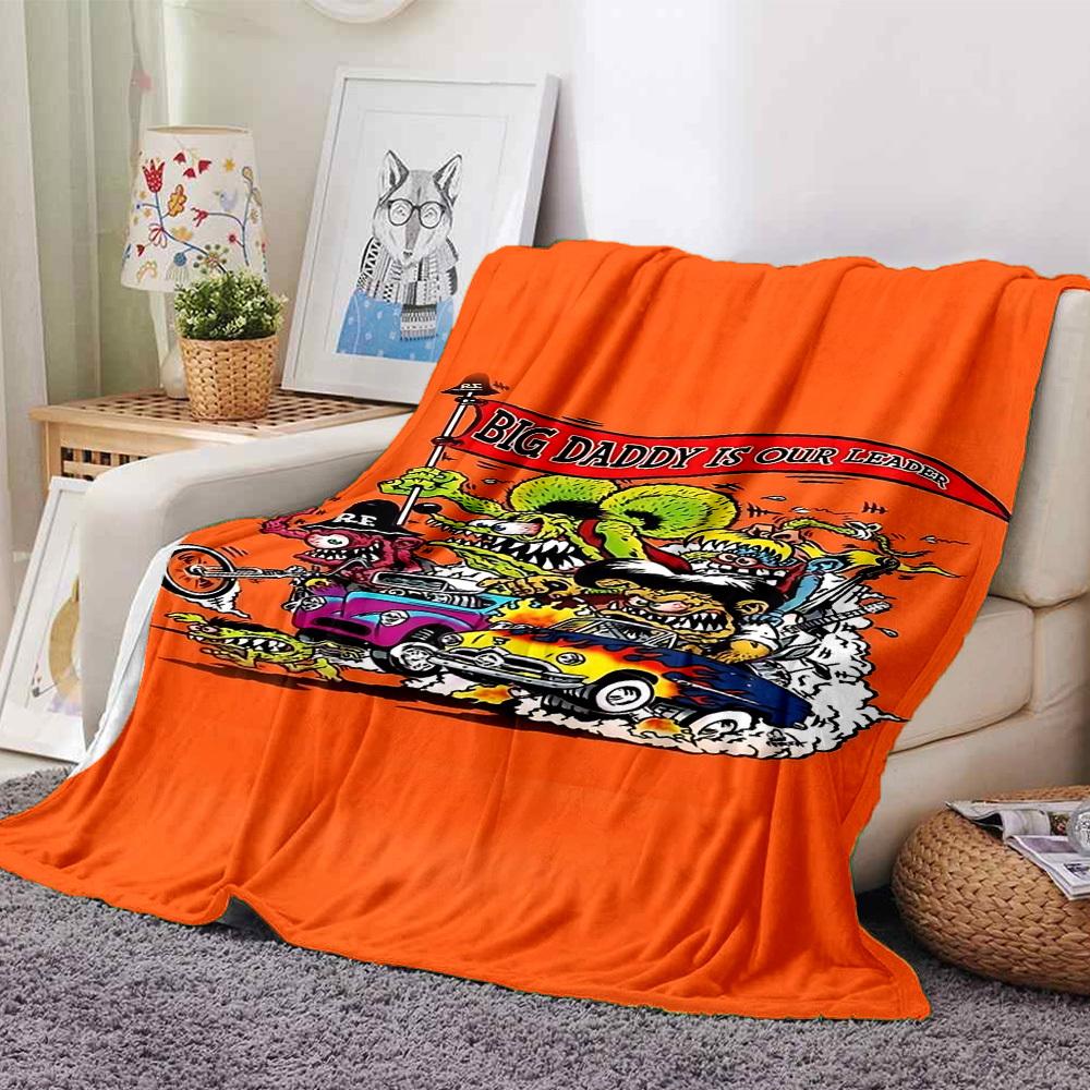 1pc Big Daddy Hot Rods Soft Flannel All Season Throw for Home, Office, Outdoor UseDurable Comfort Soft Warm Throw for Home