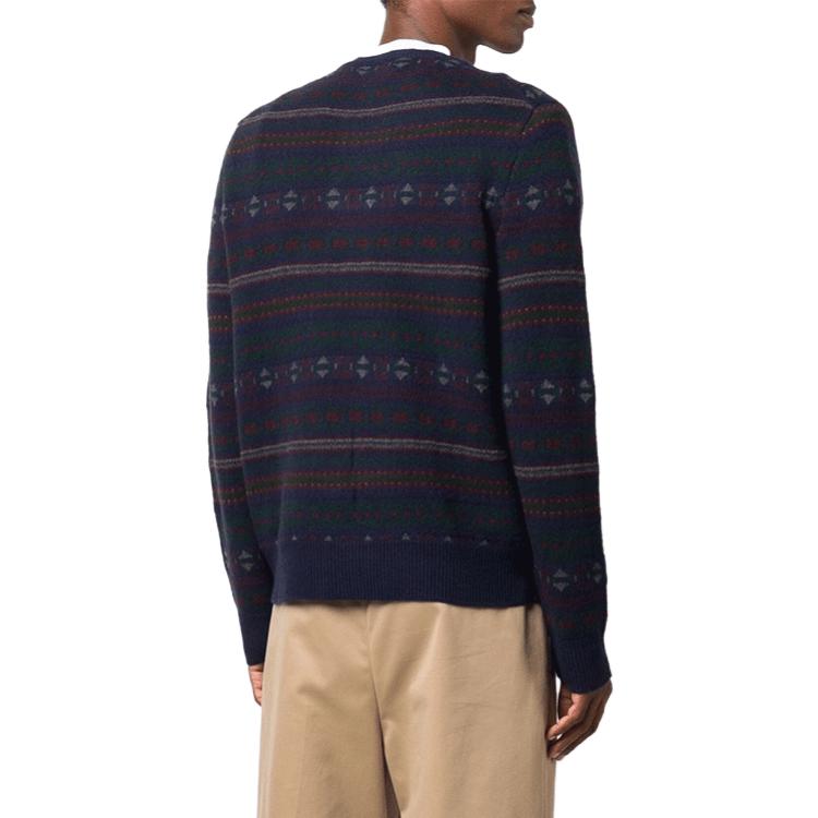 Polo Ralph Lauren FW21 Узор Жаккардовый Трикотажный Свитер Мужской Свитер Темно-Синий 710850019-001