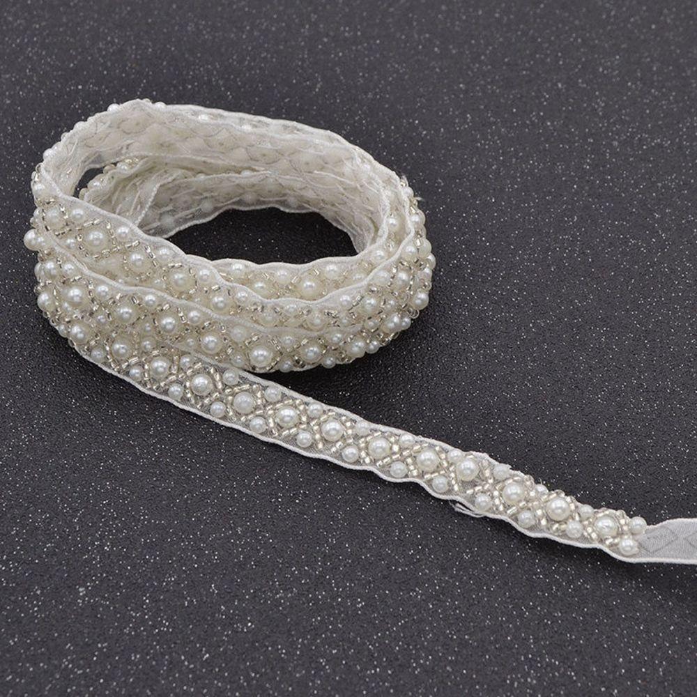 Вышитая ткань, аксессуары для шитья, жемчужная свадебная аппликация, бисерное платье, декор, кружевная бейка, лента