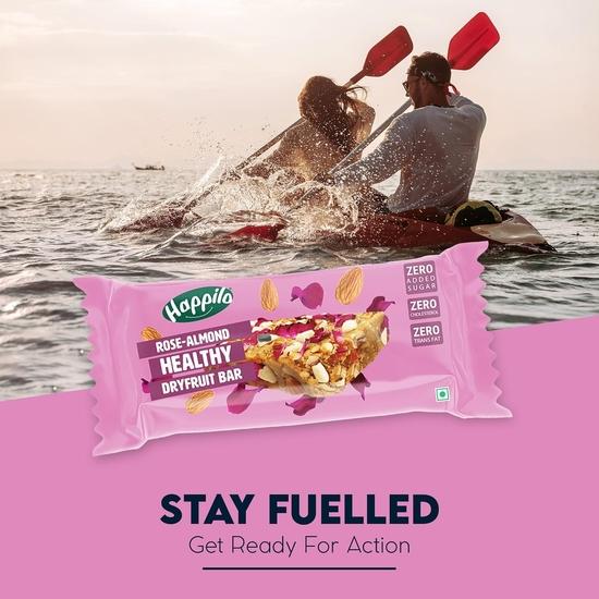 Полезный сухофруктовый батончик Happilo Rose Almonds 35 г, полезный перекус, орехи с высоким содержанием белка, без добавления сахара