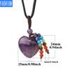 Natural Crystal Heart Pendant Necklace Short Tassel Seven Chakras Necklace Texture Jewelry