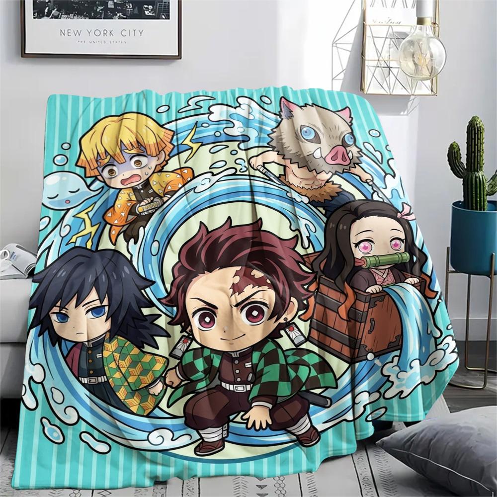 Demon Slayer Tanjiro Print Flannel Blanket, Ultra Soft High Quality All Seasons Warm Throw, Home Decor Cozy Blanket, Perfect Christmas Gift