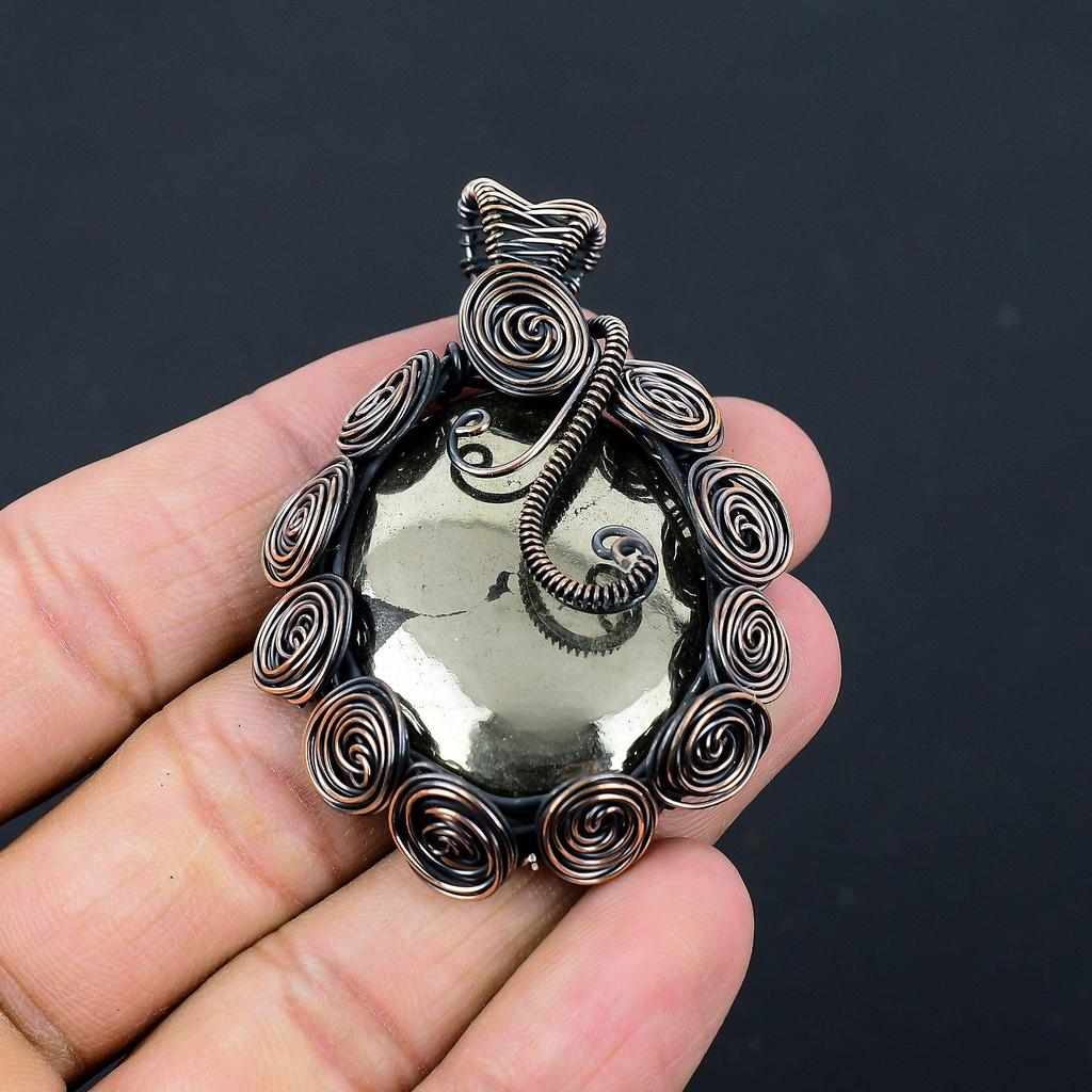 Ювелирные изделия золотого обруча медной проволоки драгоценного камня пирита апача Хандмаде привесные для подарка