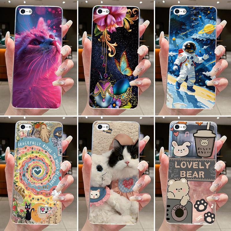 Чехол для iPhone 5 5s 4 4s Чехол Эстетичный Модный Милый Кот Астронавт Мягкий Силикон Задняя Крышка iP5 iP 4 Прозрачный Чехол для Телефона