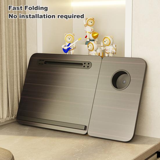 Laptop Desk for Bed or Couch Woking Watching Movies In Bed Desk USB Charging Port Rotary Desktop Foldable Legs Breakfast Tray Desk with Cup Holder