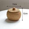Новые круглые ротанговые коробки с крышкой, плетеные вручную, многоцелевой плетеный поднос, настольное украшение, шкатулка для хранения ювелирных изделий, органайзер для макияжа