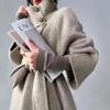 Autumn and Winter Wool Long Coat Blue Temperament Cloak Double-sided Woolen Coat Retro